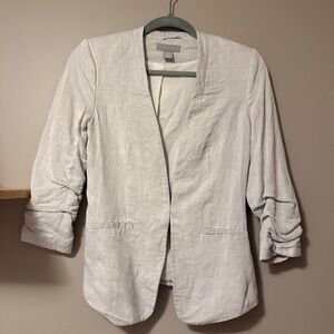 H&M Classic Minimalist Beige Linen Blend Blazer Women's US size 2